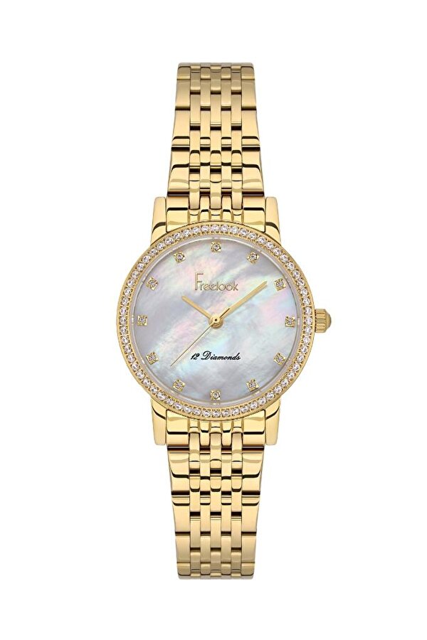 FL.1.10476-2 Taşlı Tasarım Çelik Kasa Çelik Kordon Altın Renk Kadın Kol Saati