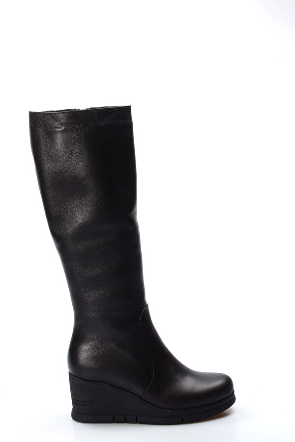 Hakiki Deri Kürklü  Kadın Dolgu Topuk Çizme 064KZA1006