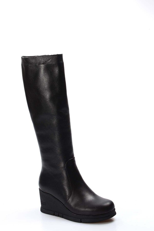 Hakiki Deri Kürklü  Kadın Dolgu Topuk Çizme 064KZA1006