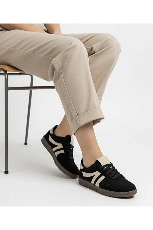 055SAM Sneaker Bağcıklı Düz Taban Spor Ayakkabı Sam Taba Süet