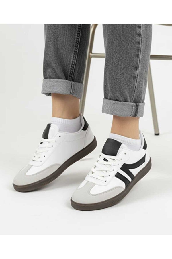055SAM Sneaker Bağcıklı Düz Taban Spor Ayakkabı Sam Taba Süet