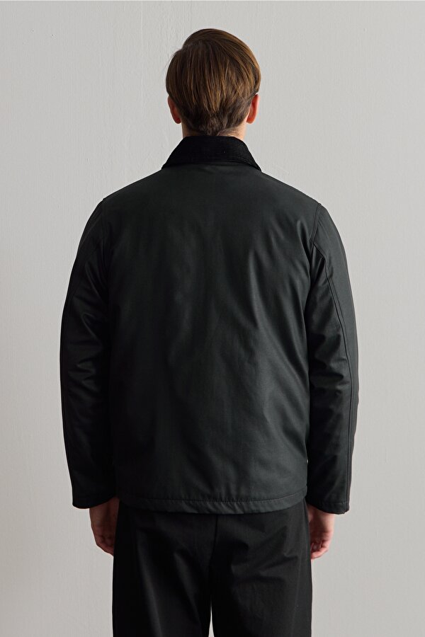 Erkek Kadife Yakalı Mont Ceket Siyah