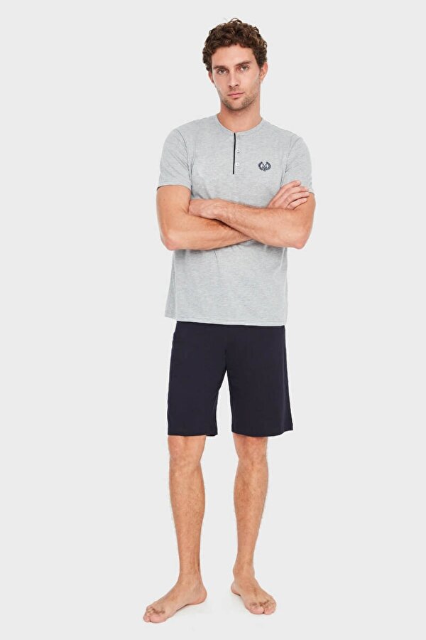 Erkek 3 Lü Pijama Takımı Gri