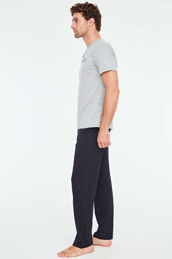 Erkek 3 Lü Pijama Takımı Gri