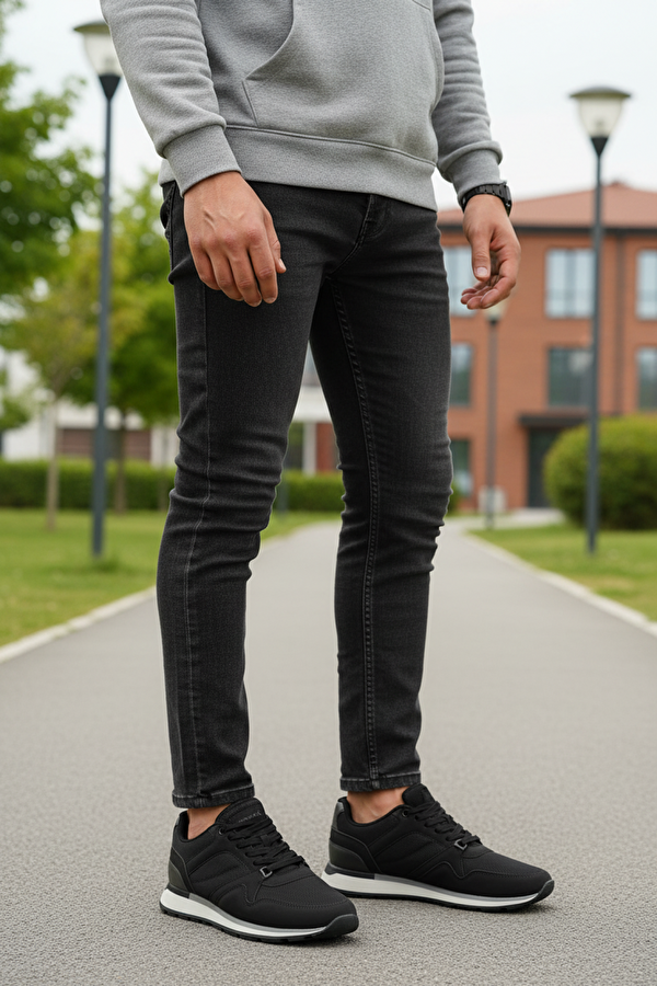 RONNI 6FX Siyah Erkek Spor Ayakkabı