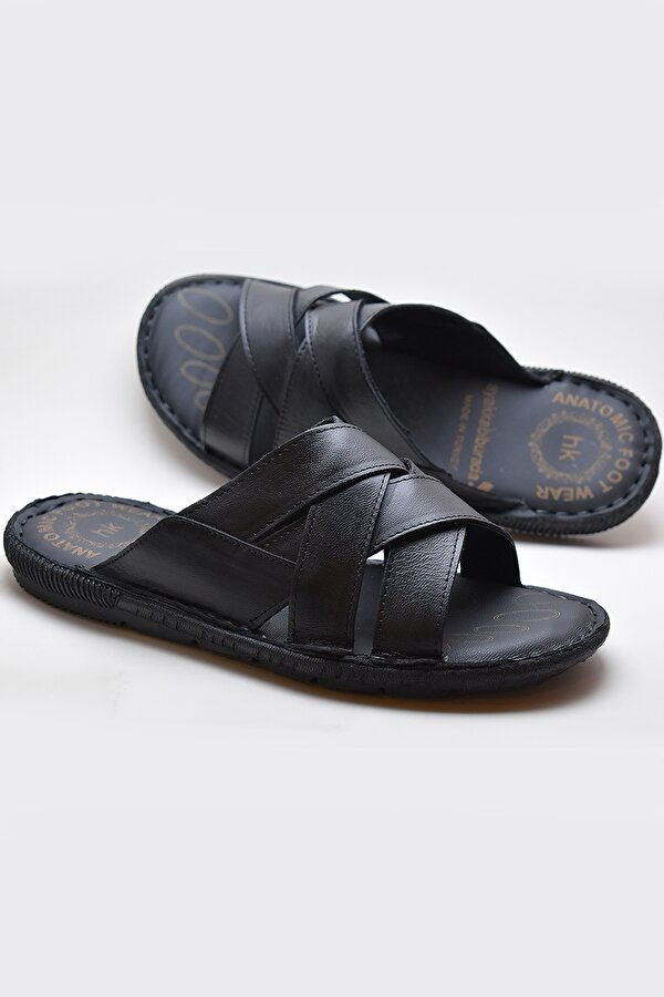 Ayakkabiburada 034 Günlük TAM ORTOPEDİK Hakiki Deri Erkek Terlik PUFF Taban