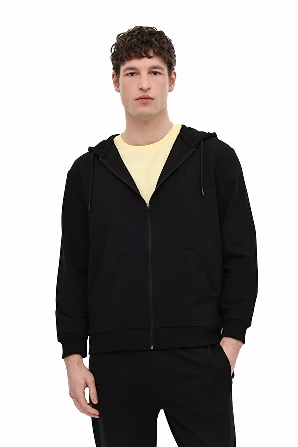 MB SN72 FZ HOD 6FX Siyah Erkek Fermuarlı Sweatshirt