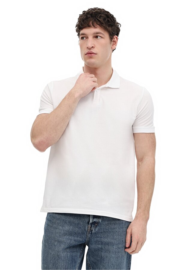 Polo Yaka Kısa Kol T-Shirt Erkek Beyaz MB PAM 12SN328
