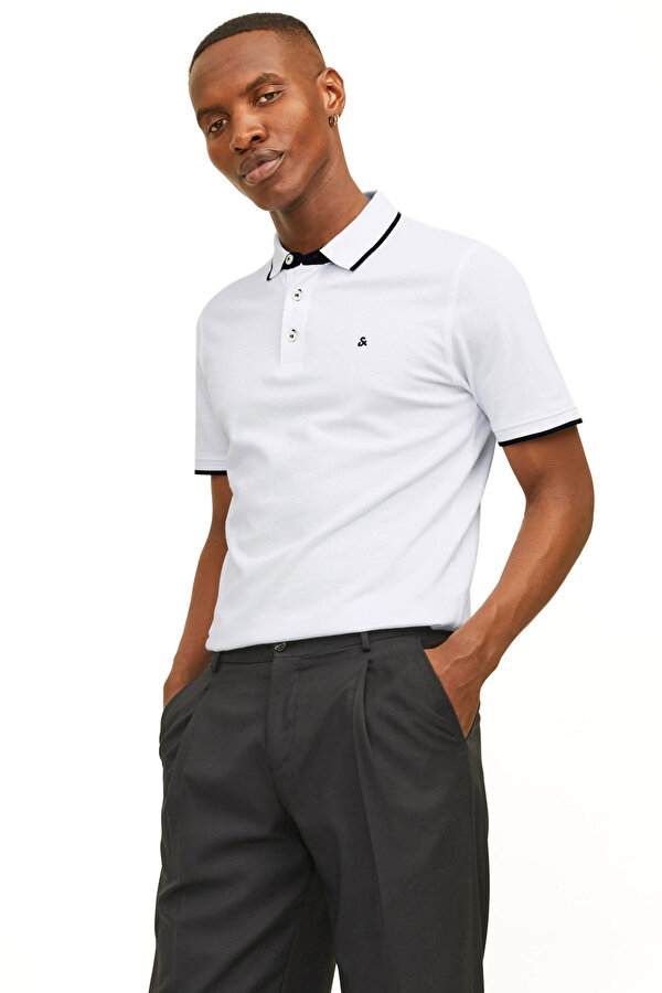 Polo Yaka Kısa Kol T-Shirt Erkek Beyaz JJEPAULOS POLO SS NOOS - 2. Ürüne %50 İndirim