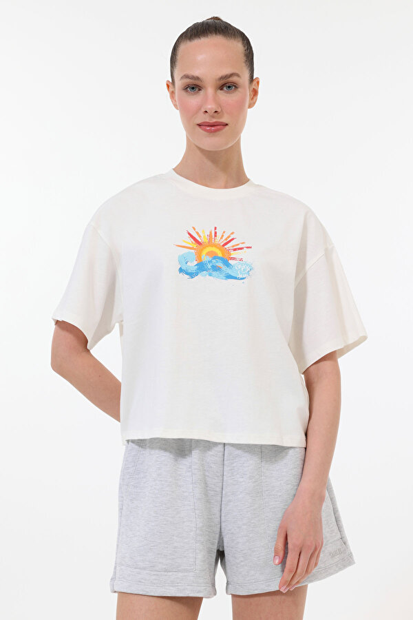WL ANWAR 11BT264 5FX Ekru Kadın Kısa Kol T-Shirt - 2. Ürüne %50 İndirim