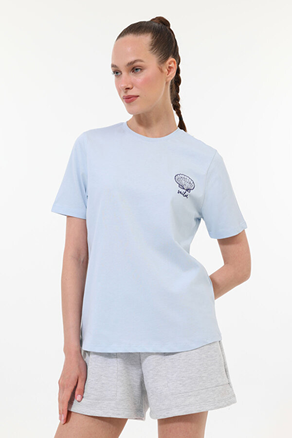 WL OMENA 11BT284 5FX Mavi Kadın Kısa Kol T-Shirt - 2. Ürüne %50 İndirim