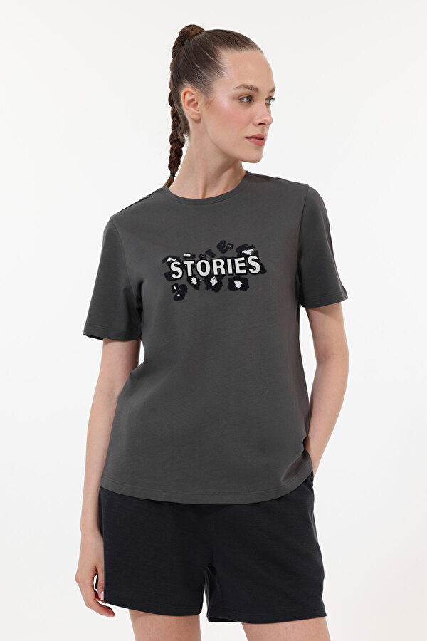 Kısa Kol T-Shirt Kadın Gri WL 11POWER - 2. Ürüne %50 İndirim