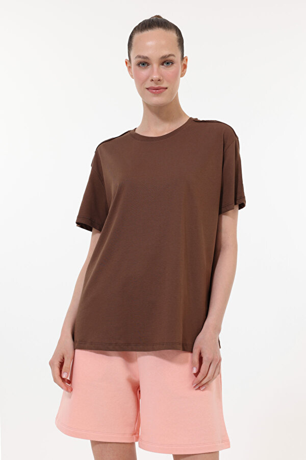 Kısa Kol T-Shirt Kadın Kahverengi WB 11ADA - 2. Ürüne %50 İndirim
