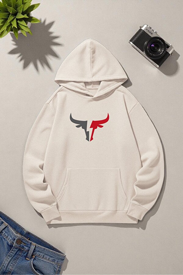 Boğa Tasarım Baskılı Unisex Oversize Sweatshirt - 3 Al 1 Öde