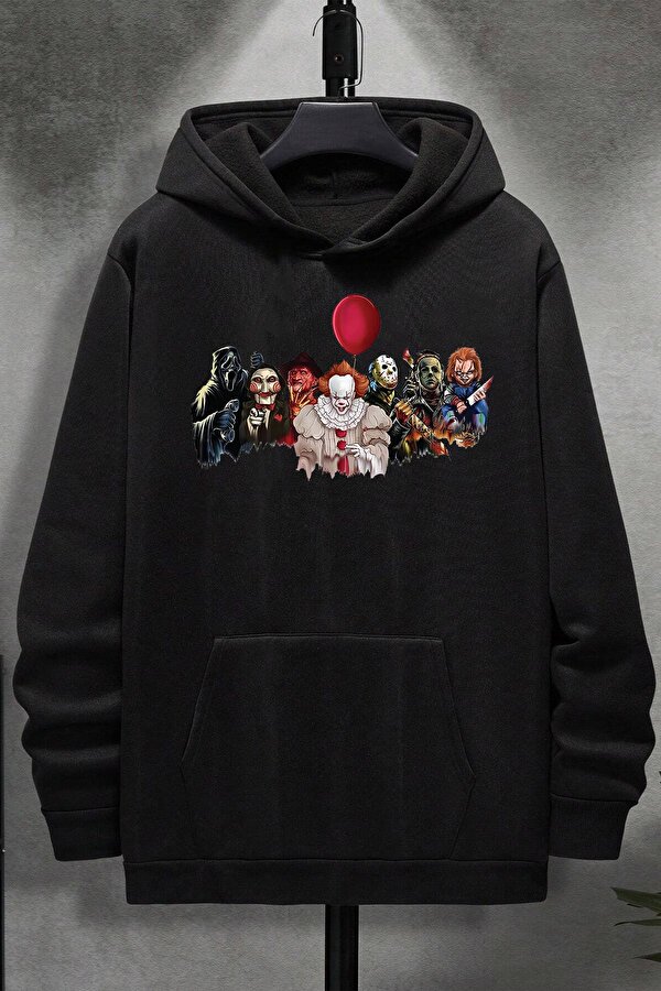 Korku Karakterleri Baskılı Unisex Oversize Sweatshirt - 3 Al 1 Öde