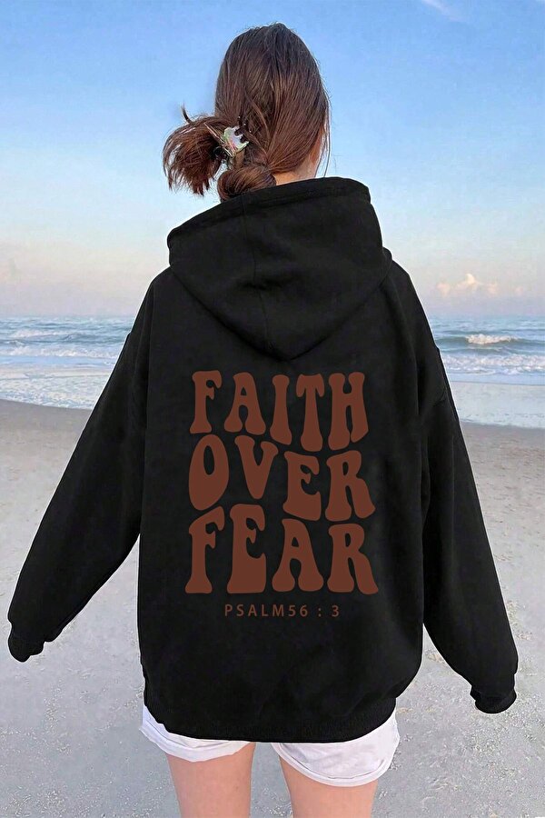 Faith Over Baskılı Oversize Sweatshirt - 3 Al 1 Öde