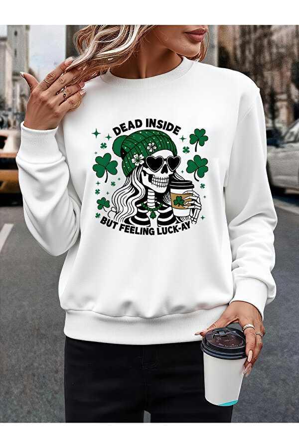 Unisex Dead Inside Baskılı Tasarım Oversize Sweatshirt - 3 Al 1 Öde