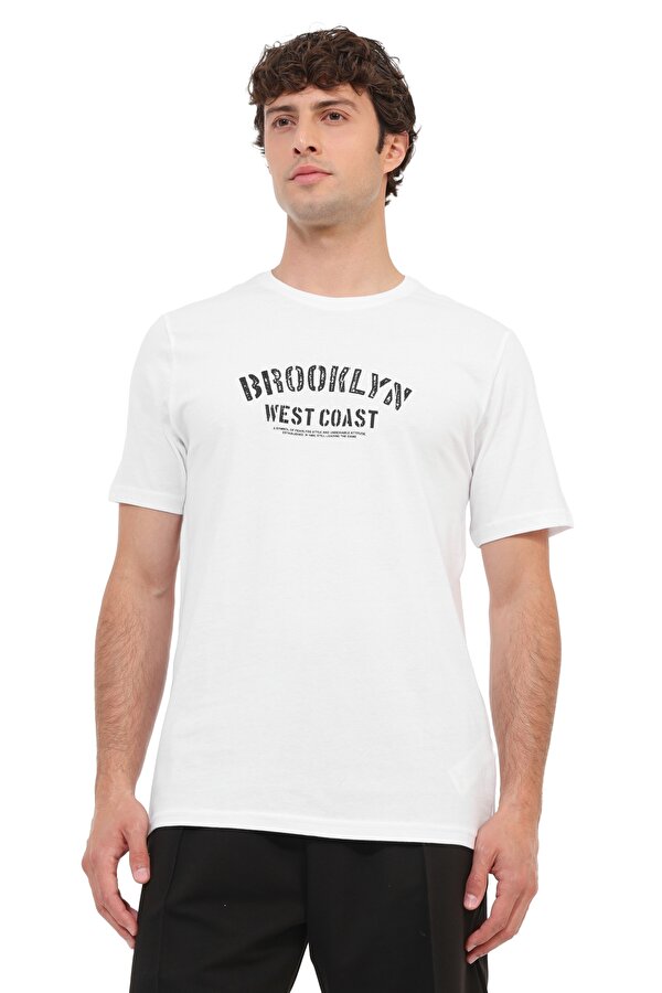 Kısa Kol T-Shirt Erkek Beyaz ML WEST 11KMS02