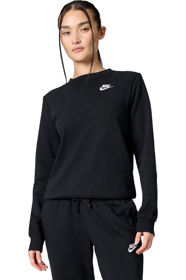 W NSW CLUB FLC CREW STD BLACK Woman 060