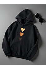 Unisex Sirali Kalp Baskılı Oversize Sweatshirt - FLO 3 Al 1 Öde