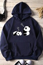 Unisex Panda Baskılı Oversize Sweatshirt - 3 Al 1 Öde