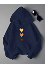 Unisex Sirali Kalp Baskılı Oversize Sweatshirt - 3 Al 1 Öde