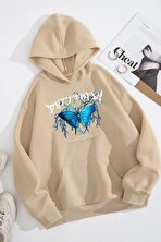 Unisex Blue Butterfly Baskılı Sweatshirt - 3 Al 1 Öde