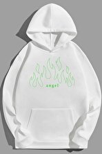 Unisex Green Angel Fire Sweatshirt - 3 Al 1 Öde
