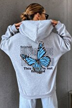 Unisex Kelebek Sırt Baskılı Sweatshirt - 3 Al 1 Öde