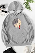 Unisex Yin Yang Cats Baskılı Sweatshirt - 3 Al 1 Öde