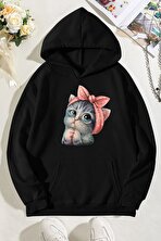 Unisex Sevimli Kedi Sweatshirt - 3 Al 1 Öde