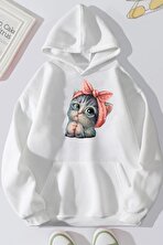 Unisex Sevimli Kedi Sweatshirt - 3 Al 1 Öde