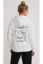 Unisex Fear Faith Over Baskılı Tasarım Oversize Sweatshirt - 3 Al 1 Öde