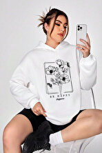 Be Happy Baskılı  Pamuklu Oversize Sweatshirt - 3 Al 1 Öde