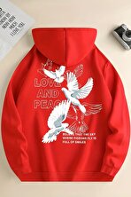 Love and Peace Baskılı Oversize Sweatshirt - 3 Al 1 Öde