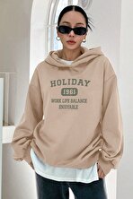 Holiday Baskılı Unisex Oversize Sweatshirt - 3 Al 1 Öde