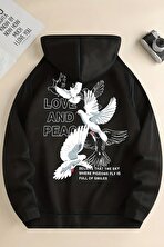 Love and Peace Baskılı Oversize Sweatshirt - 3 Al 1 Öde