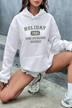 Holiday Baskılı Unisex Oversize Sweatshirt - 3 Al 1 Öde