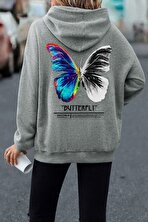 Unisex Butterfly Sırt Baskılı Sweatshirt - 3 Al 1 Öde