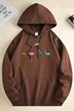 Uzaylı Dinazor Baskılı Oversize Sweatshirt - 3 Al 1 Öde