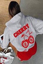 Cherry Baskılı Oversize Sweatshirt - 3 Al 1 Öde
