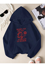 Unisex Born To Read Baskılı Oversize Sweatshirt - 3 Al 1 Öde