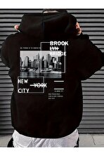 Unisex Brooklyn Bridge Baskılı Oversize Sweatshirt - FLO 3 Al 1 Öde