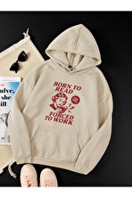 Unisex Born To Read Baskılı Oversize Sweatshirt - 3 Al 1 Öde