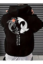 Unisex Ying & Yang Baskılı Oversize Sweatshirt - 3 Al 1 Öde