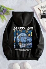 Starry Sky Baskılı Unisex Oversize Sweatshirt - 3 Al 1 Öde