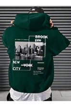 Unisex Brooklyn Bridge Baskılı Oversize Sweatshirt - 3 Al 1 Öde
