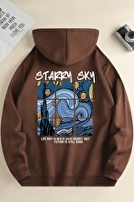 Starry Sky Baskılı Unisex Oversize Sweatshirt - 3 Al 1 Öde