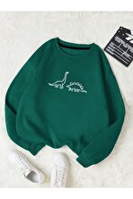 Unisex Dinazor Baskılı Oversize Sweatshirt - 3 Al 1 Öde