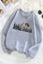 Mountain Baskılı Oversize Sweatshirt - FLO 3 Al 1 Öde
